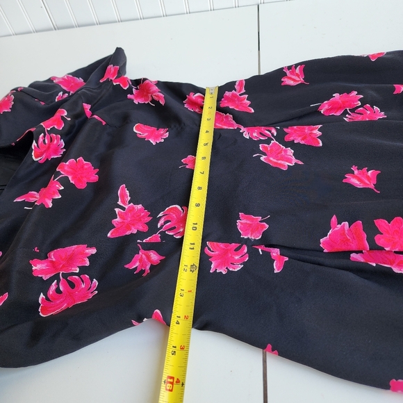 VTG Patrick Collection Ceuise Dress Womens Black Pink Floral 100% Pure Silk Sz 4 - Picture 12 of 15